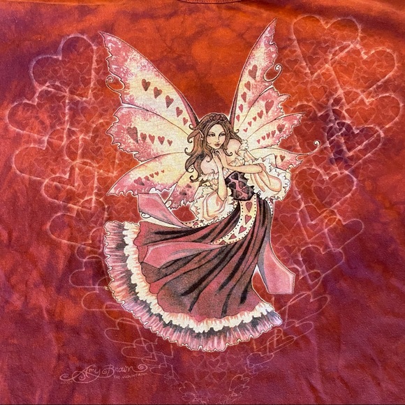 2004 Fantasy Heart Fairy Tie Dye Red Shirt